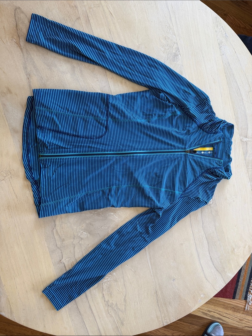 Lole Teal and Navy Striped Zip Jacket